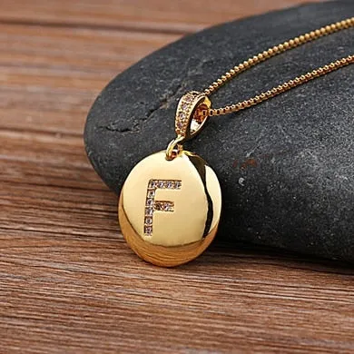 Circle Pendant Initial Necklace