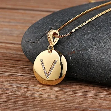 Circle Pendant Initial Necklace