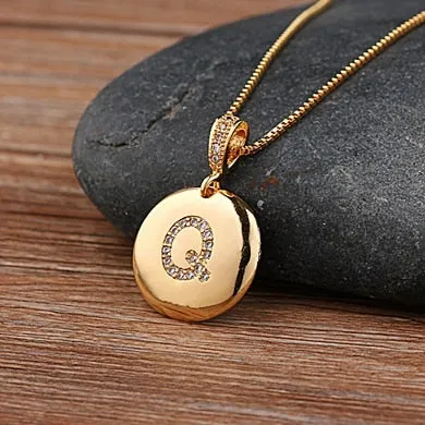 Circle Pendant Initial Necklace