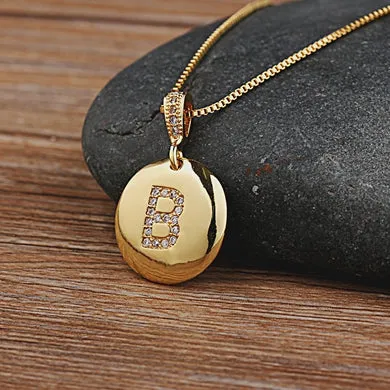 Circle Pendant Initial Necklace