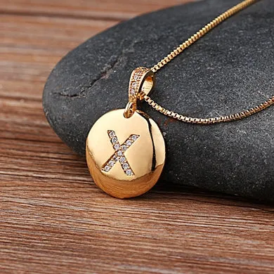 Circle Pendant Initial Necklace