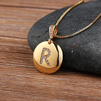 Circle Pendant Initial Necklace