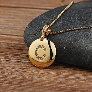 Circle Pendant Initial Necklace