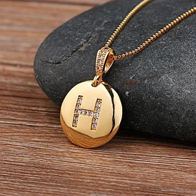 Circle Pendant Initial Necklace