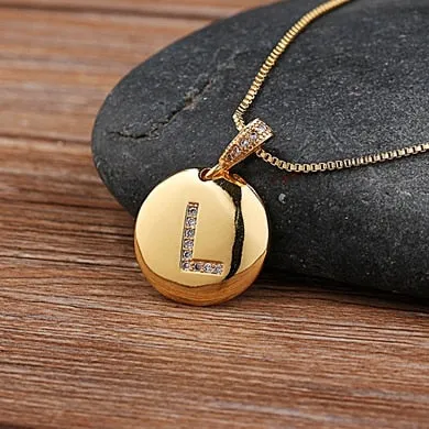 Circle Pendant Initial Necklace