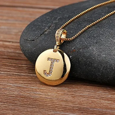 Circle Pendant Initial Necklace