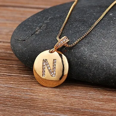 Circle Pendant Initial Necklace