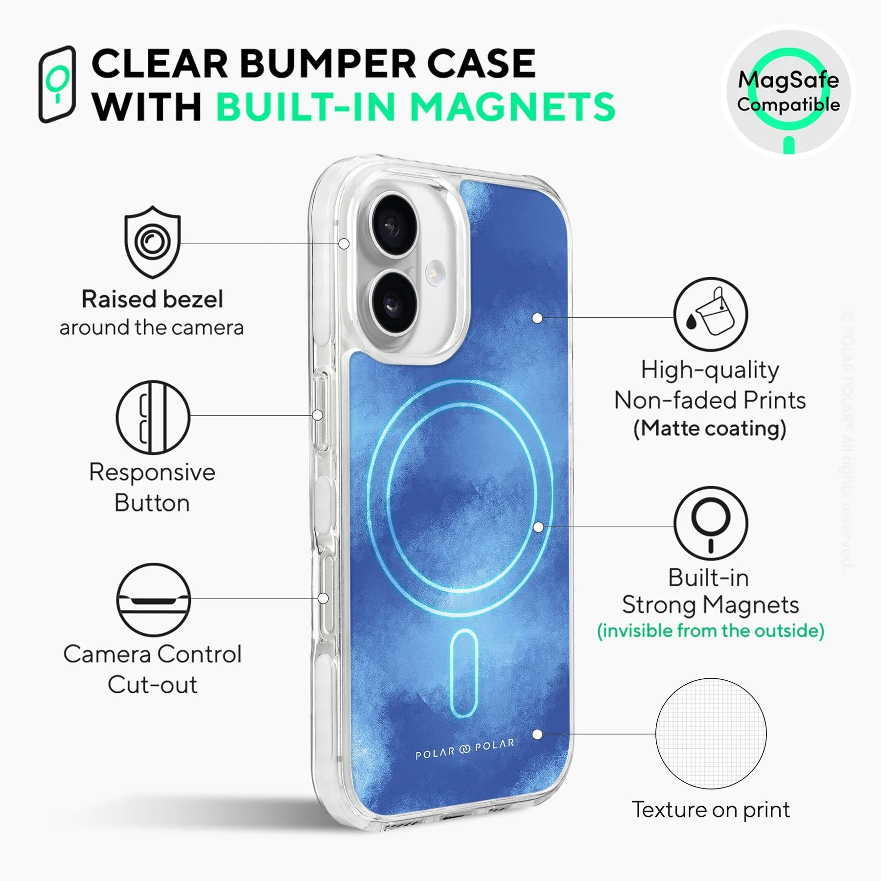 Clouds in Summer - iPhone 16 Clear Bumper MagSafe Case
