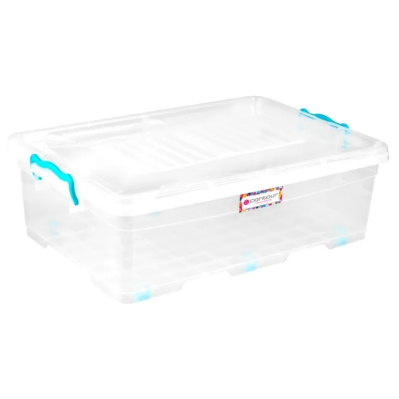 Contour Clip And Lock Storage Box Clear With Wheels 30 Litre P3552