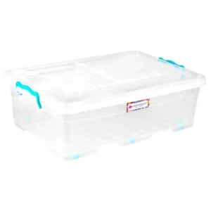 Contour Clip And Lock Storage Box Clear With Wheels 30 Litre P3552