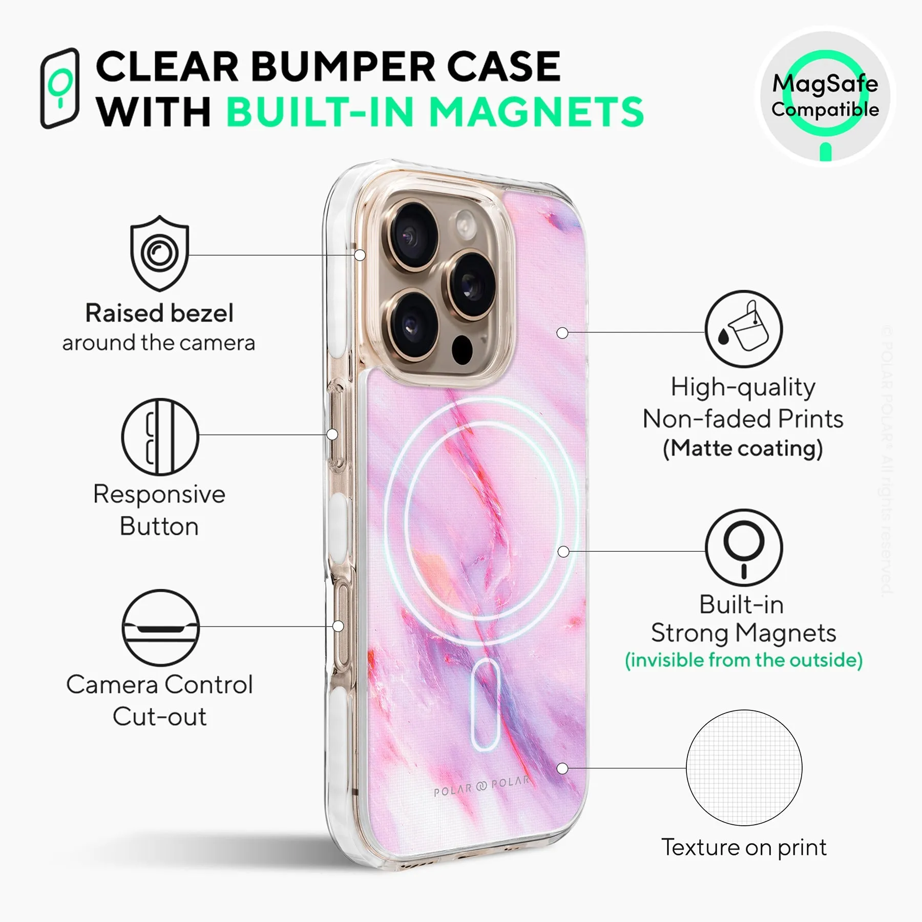 Cotton Candy - iPhone 16 Pro Clear Bumper MagSafe Case