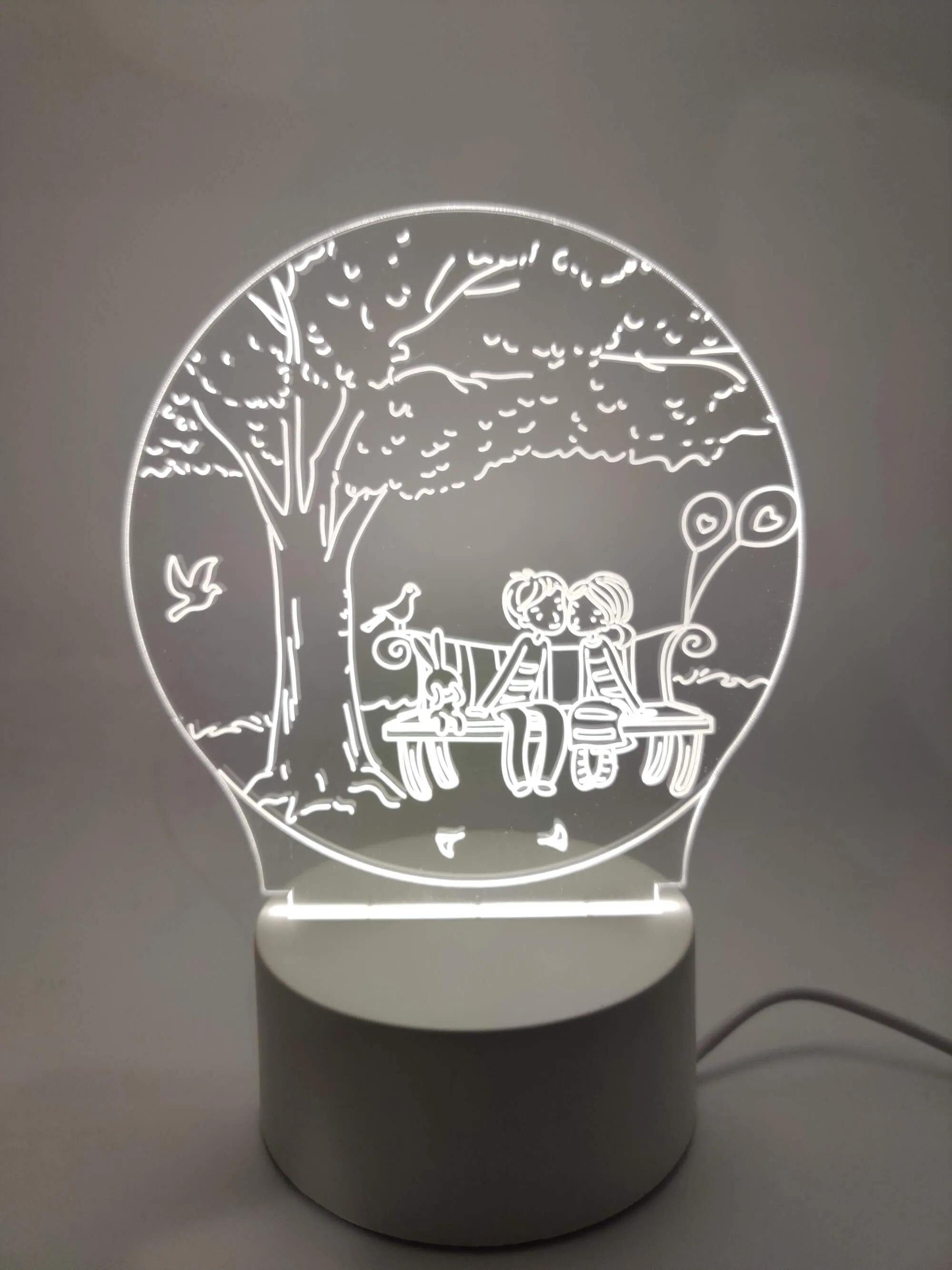 Couple On Bench Acrylic Nightlight