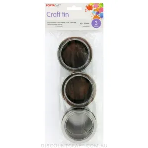Craft Tin 60x30mm 3pk Round with Window Lid