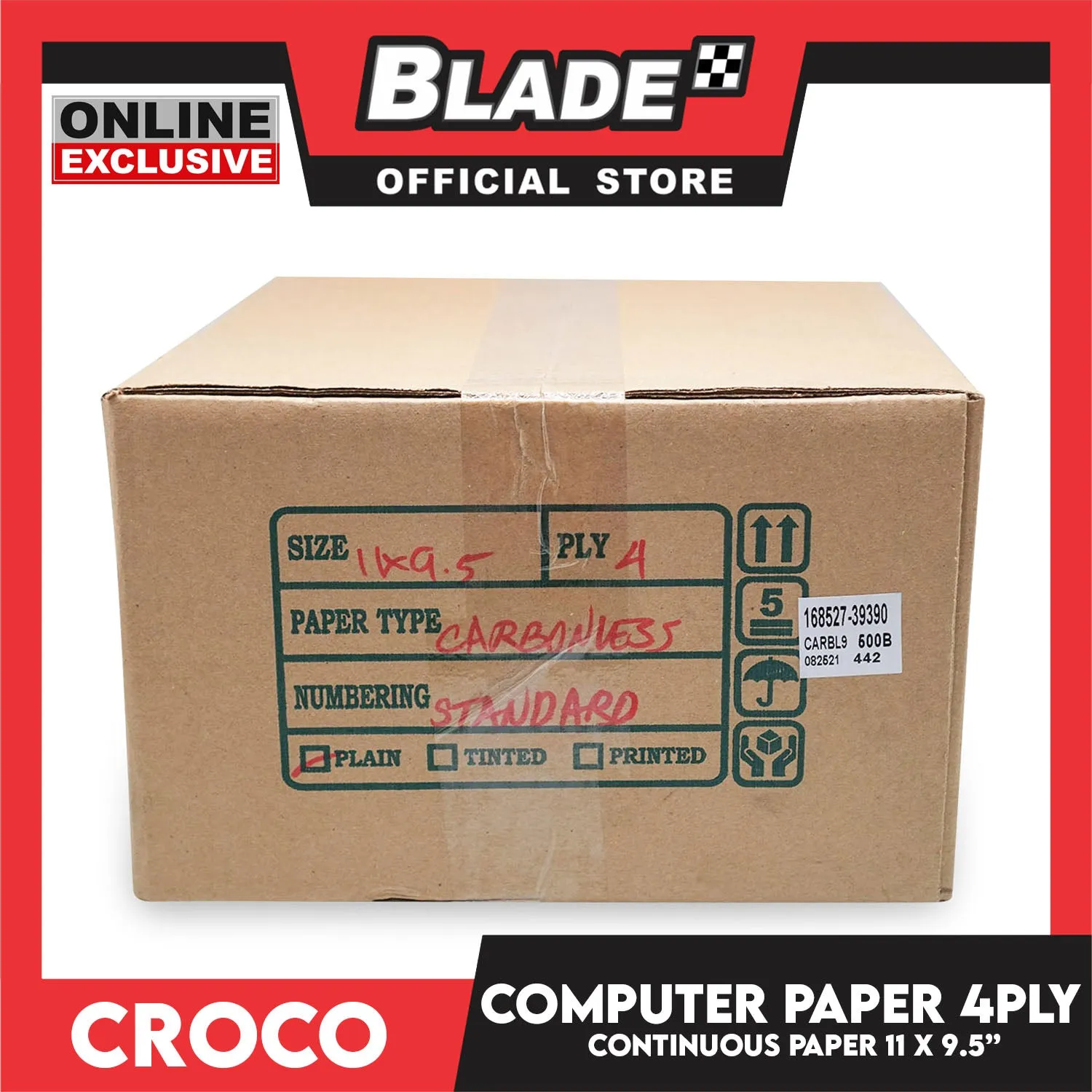 Croco Computer Forms Standard 11x9 1/2'' 1Box (4Ply) Continuous Computer Paper Carbonless 400 Sheets