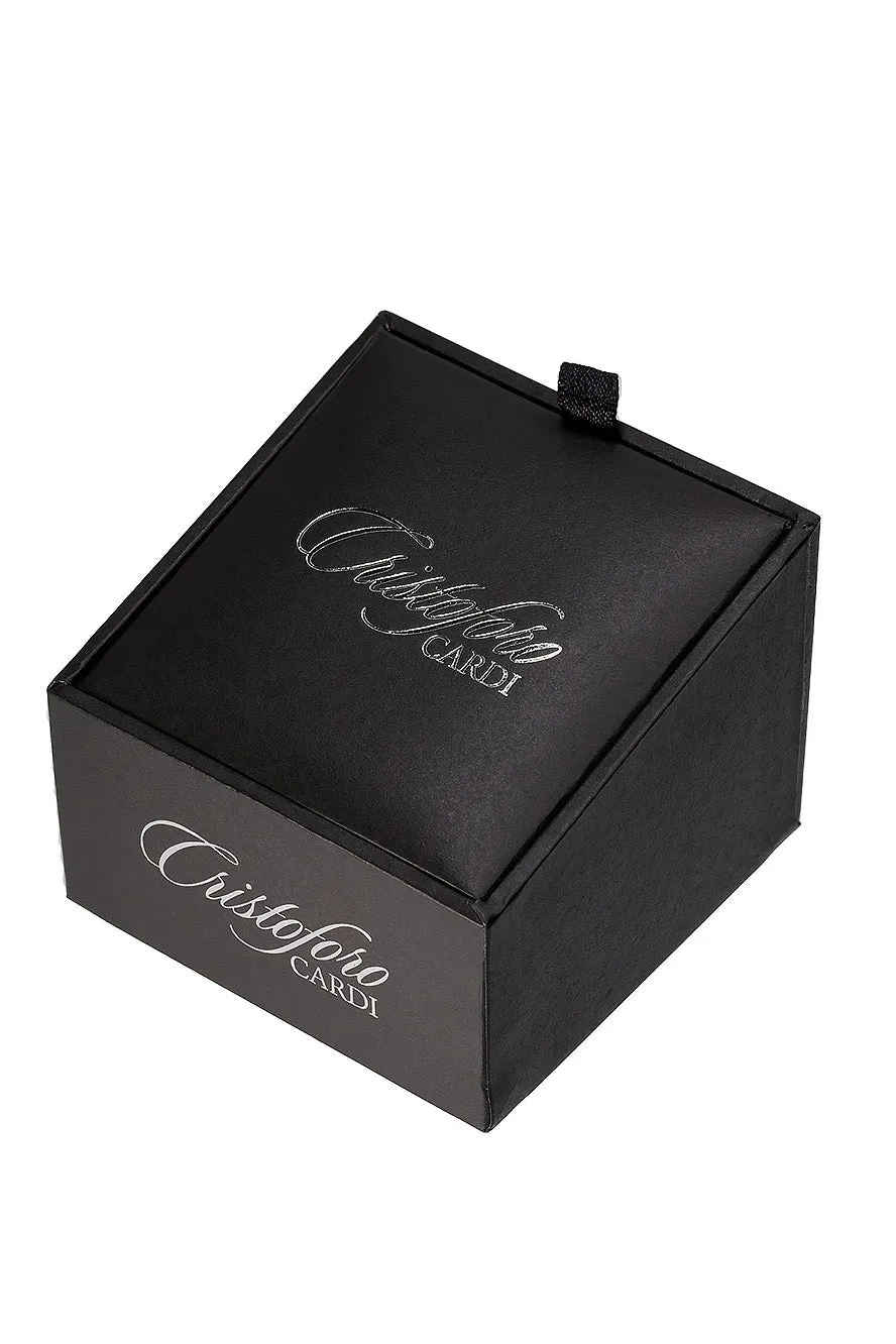 Crystal in Silver Loveknot Studs and Cufflinks Set