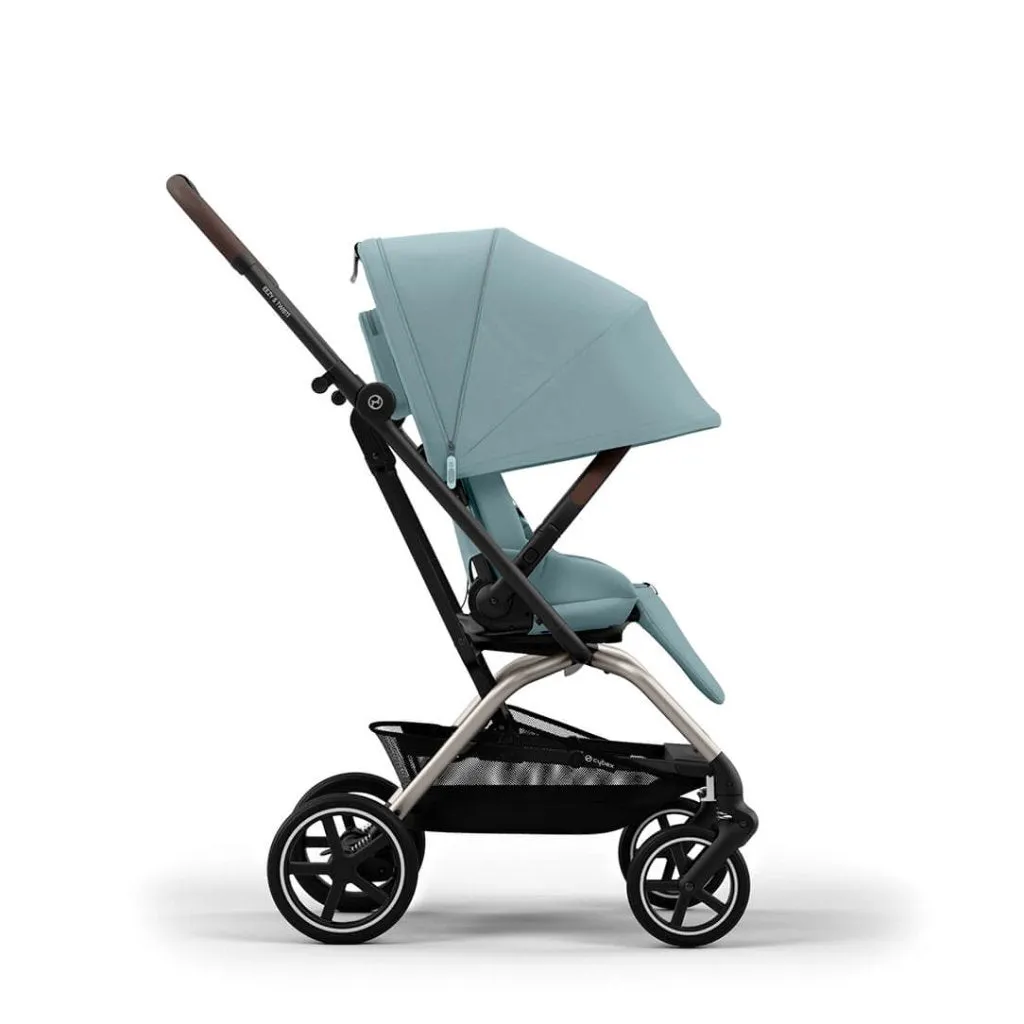 CYBEX Eezy S Twist 2 Compact Travel Pushchair With Taupe Frame - Stormy Blue