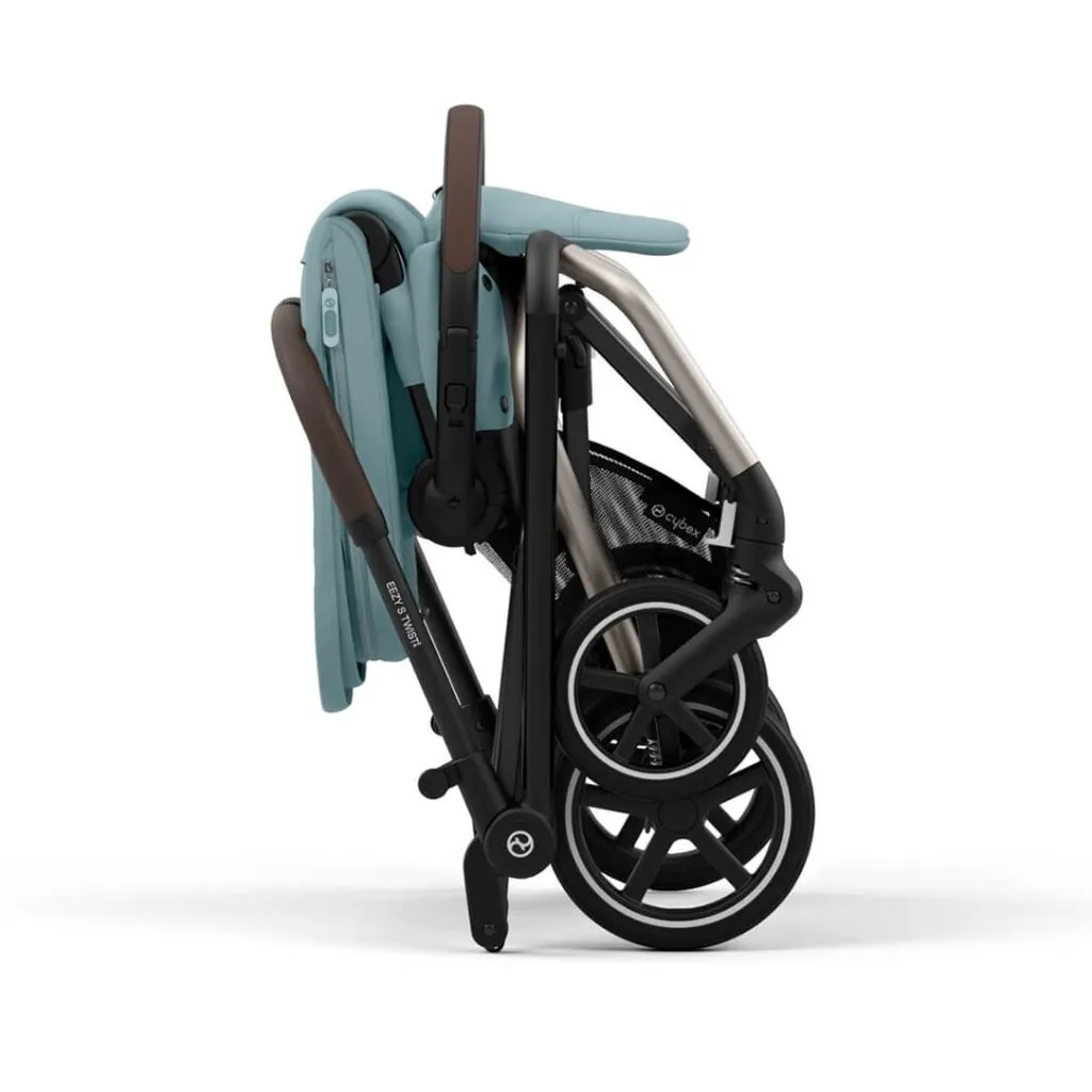 CYBEX Eezy S Twist 2 Compact Travel Pushchair With Taupe Frame - Stormy Blue