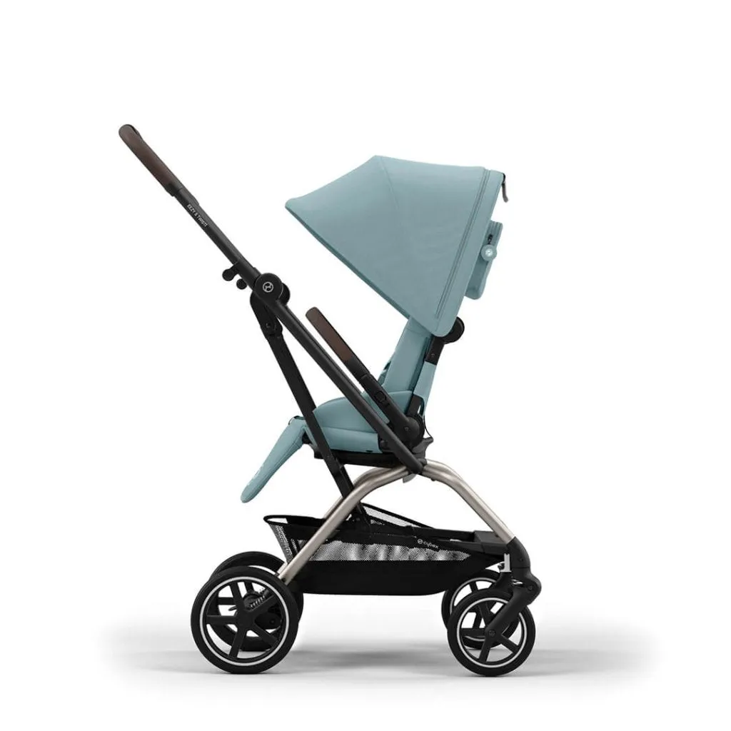 CYBEX Eezy S Twist 2 Compact Travel Pushchair With Taupe Frame - Stormy Blue