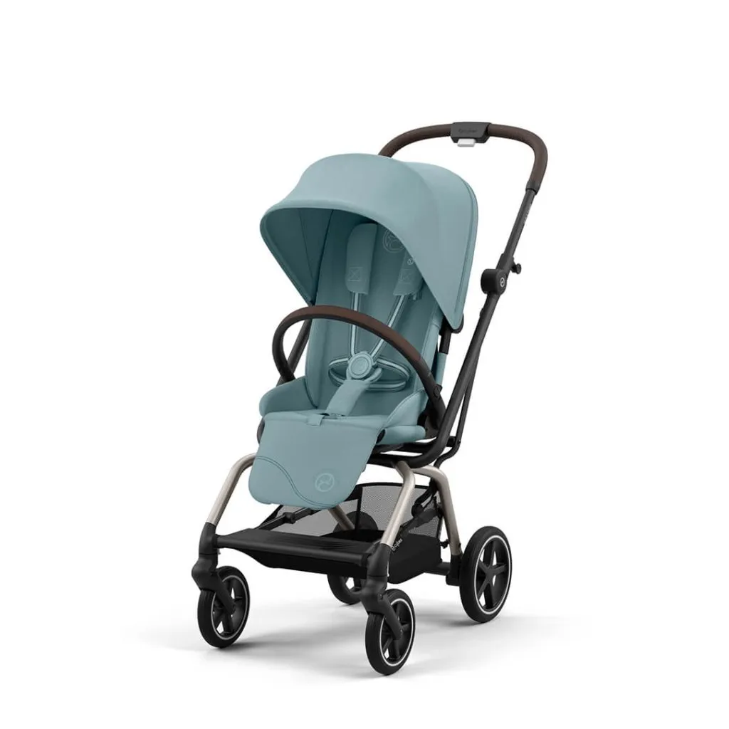 CYBEX Eezy S Twist 2 Compact Travel Pushchair With Taupe Frame - Stormy Blue