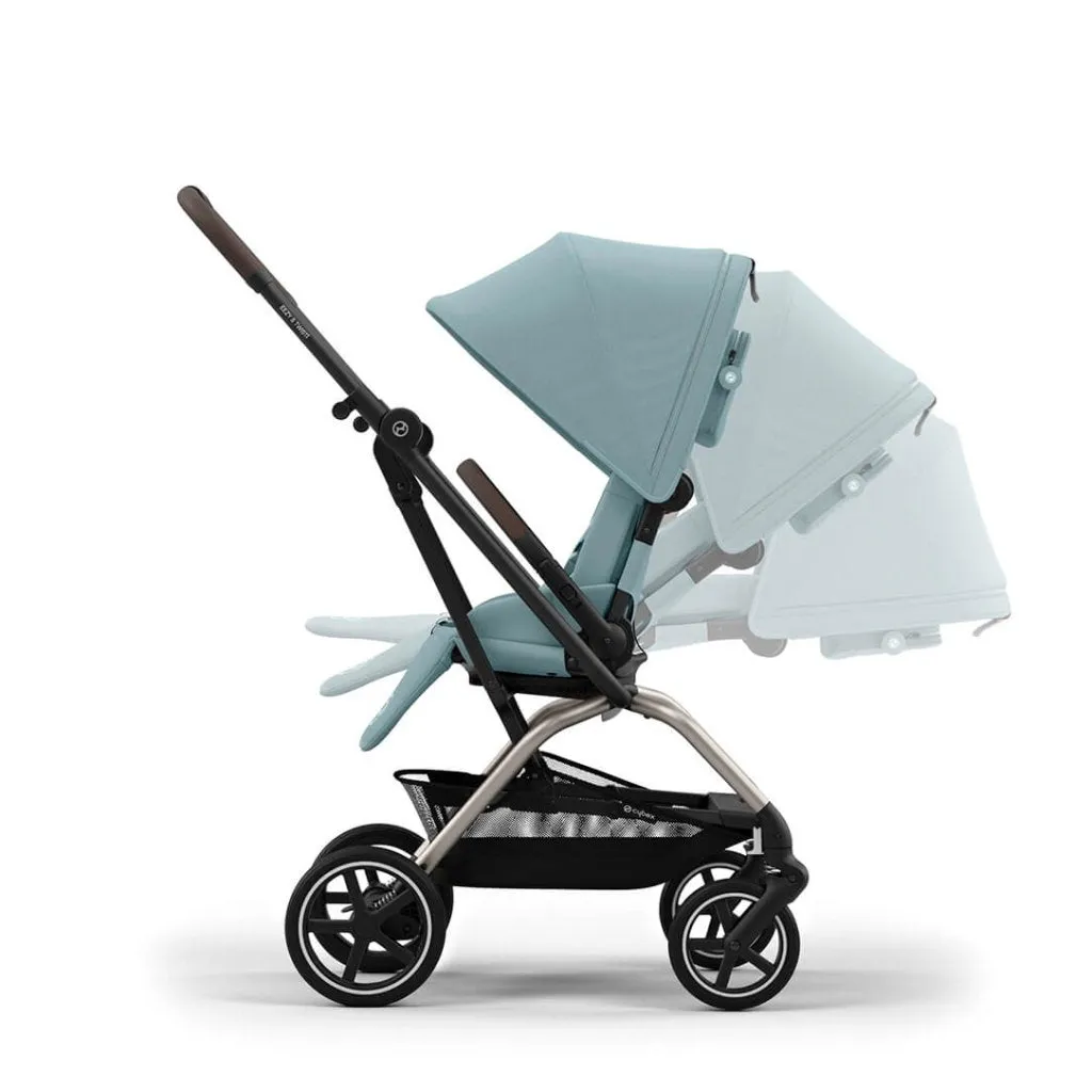 CYBEX Eezy S Twist 2 Compact Travel Pushchair With Taupe Frame - Stormy Blue