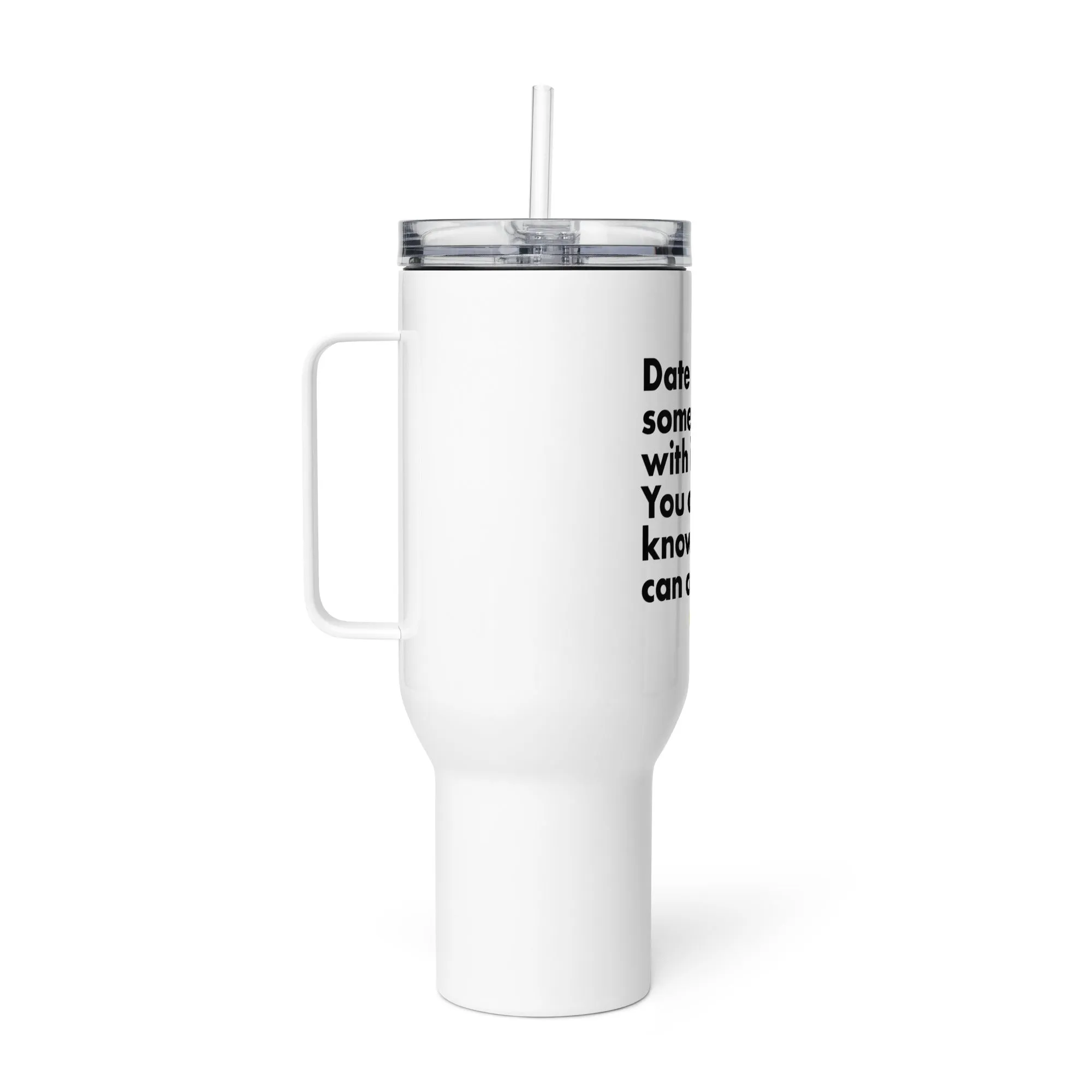 Date someone with locs Travel mug