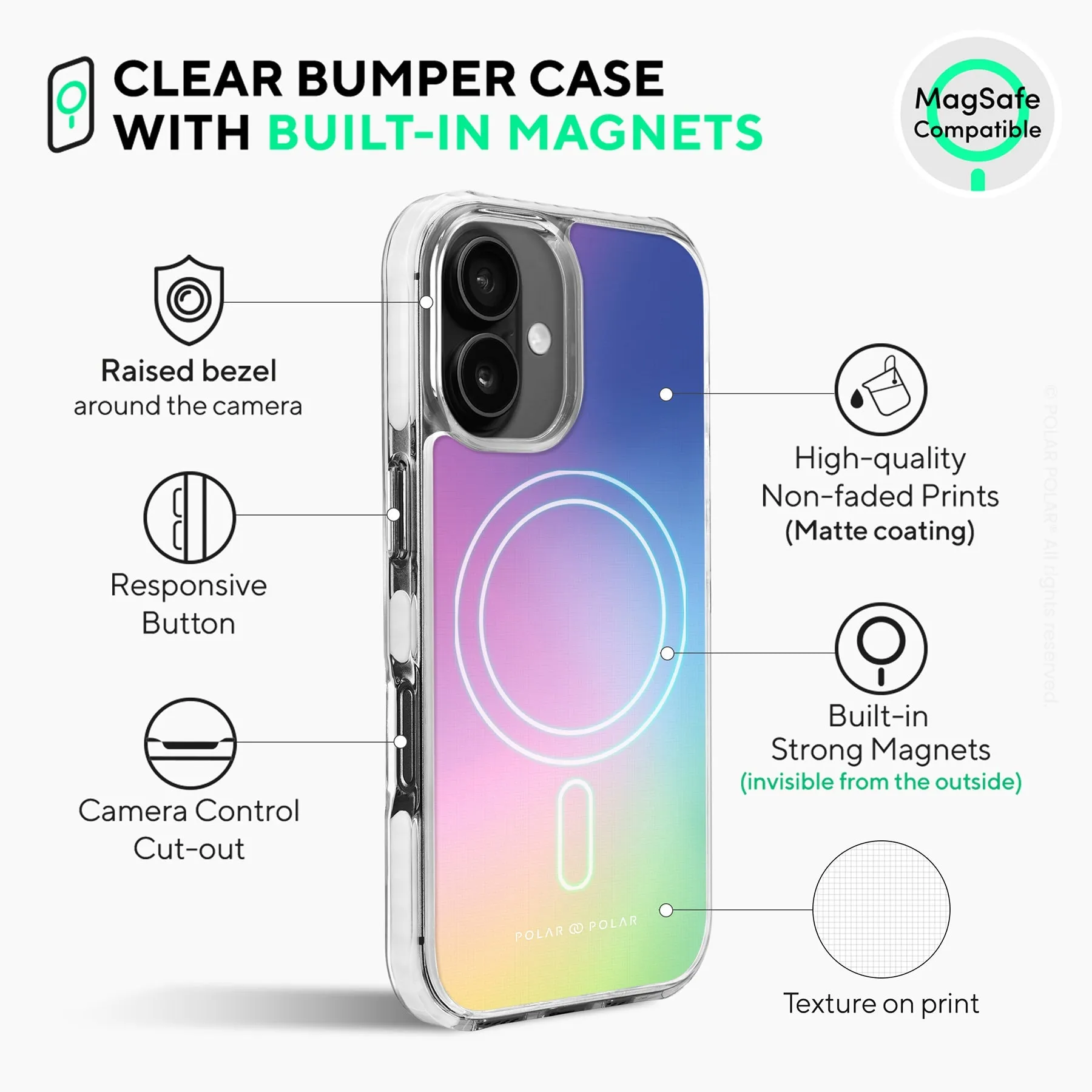 Daydream Holo - iPhone 16 Clear Bumper MagSafe Case