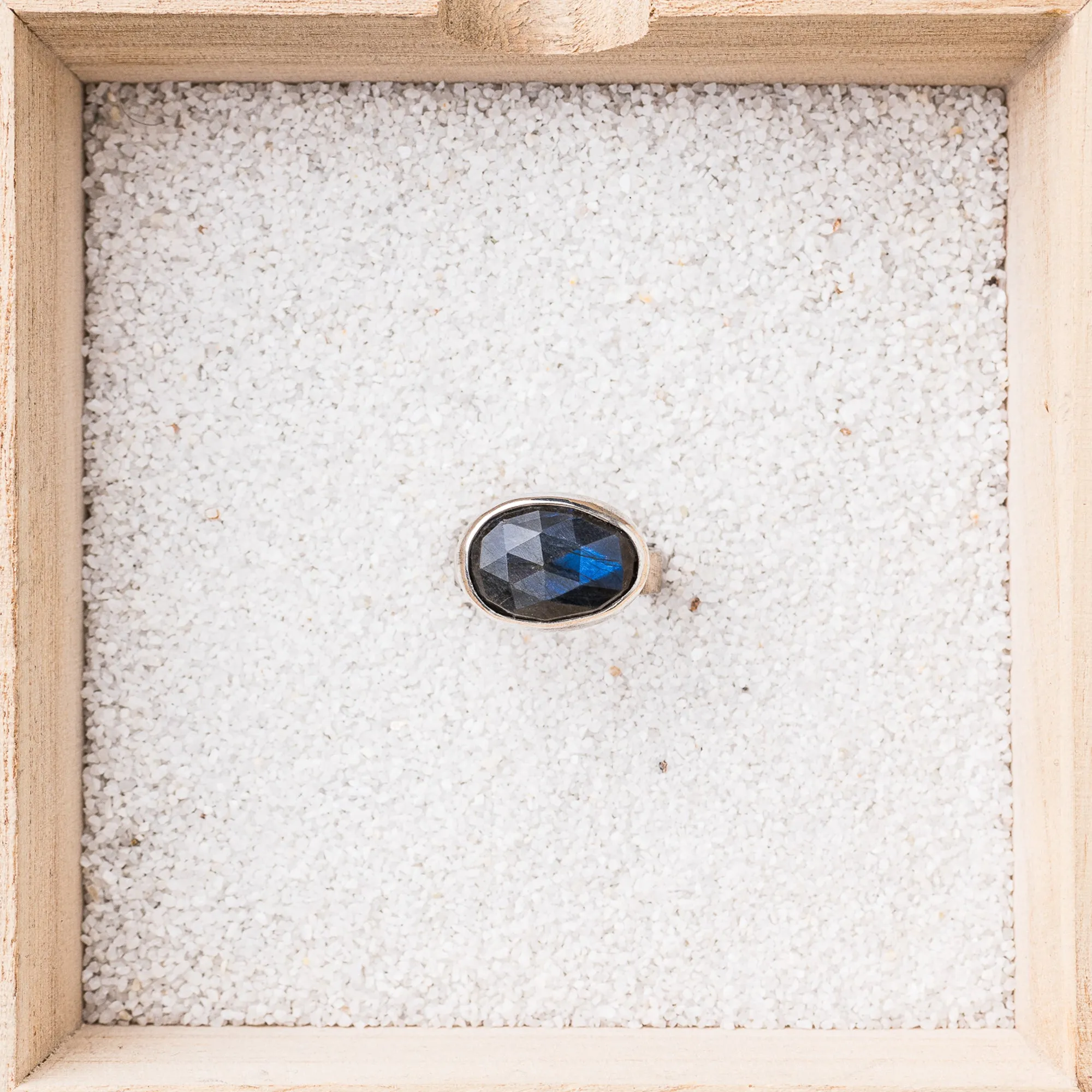 Deep Blue Labradorite East-West Ring