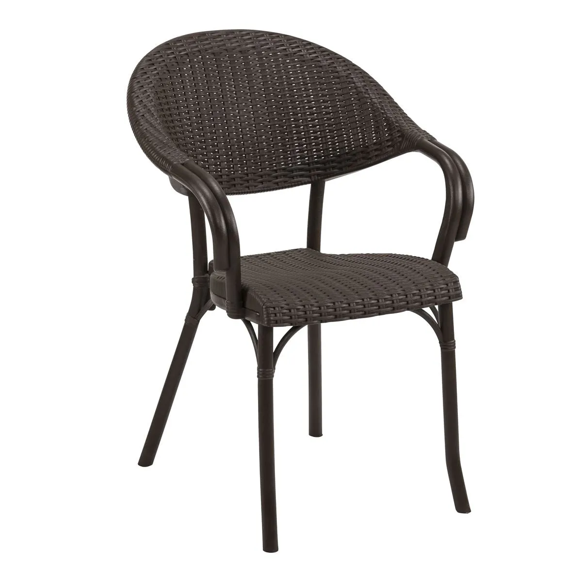 Dellonda Armchair Weather Resistant PP Body Stackable x 6, Dark Wood