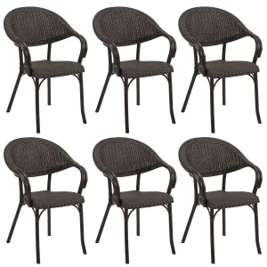 Dellonda Armchair Weather Resistant PP Body Stackable x 6, Dark Wood
