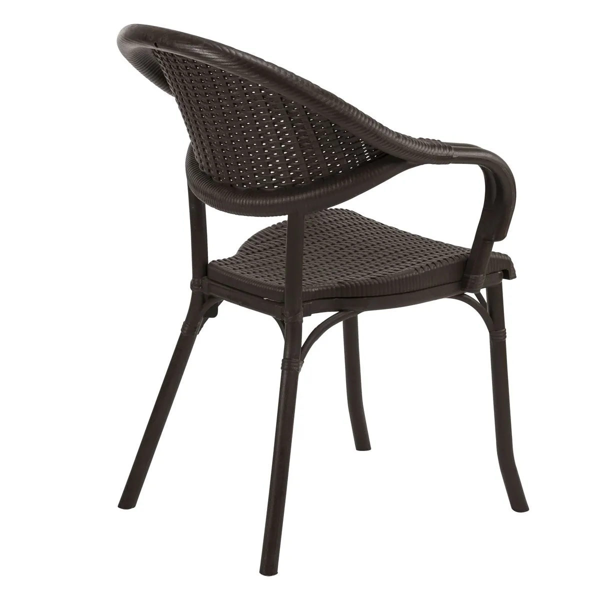 Dellonda Armchair Weather Resistant PP Body Stackable x 6, Dark Wood