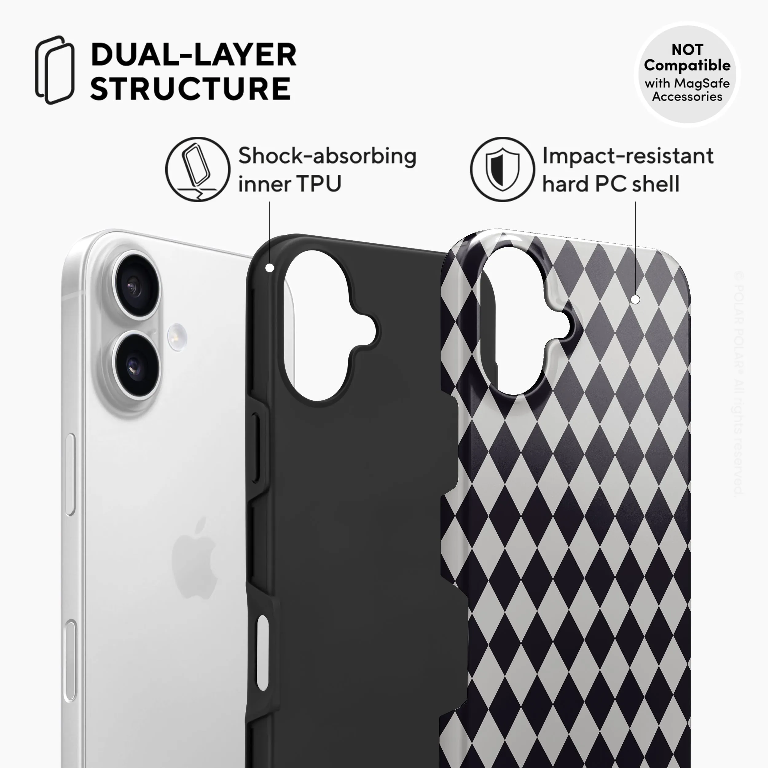 Diamond Black Checker - iPhone 16 Case
