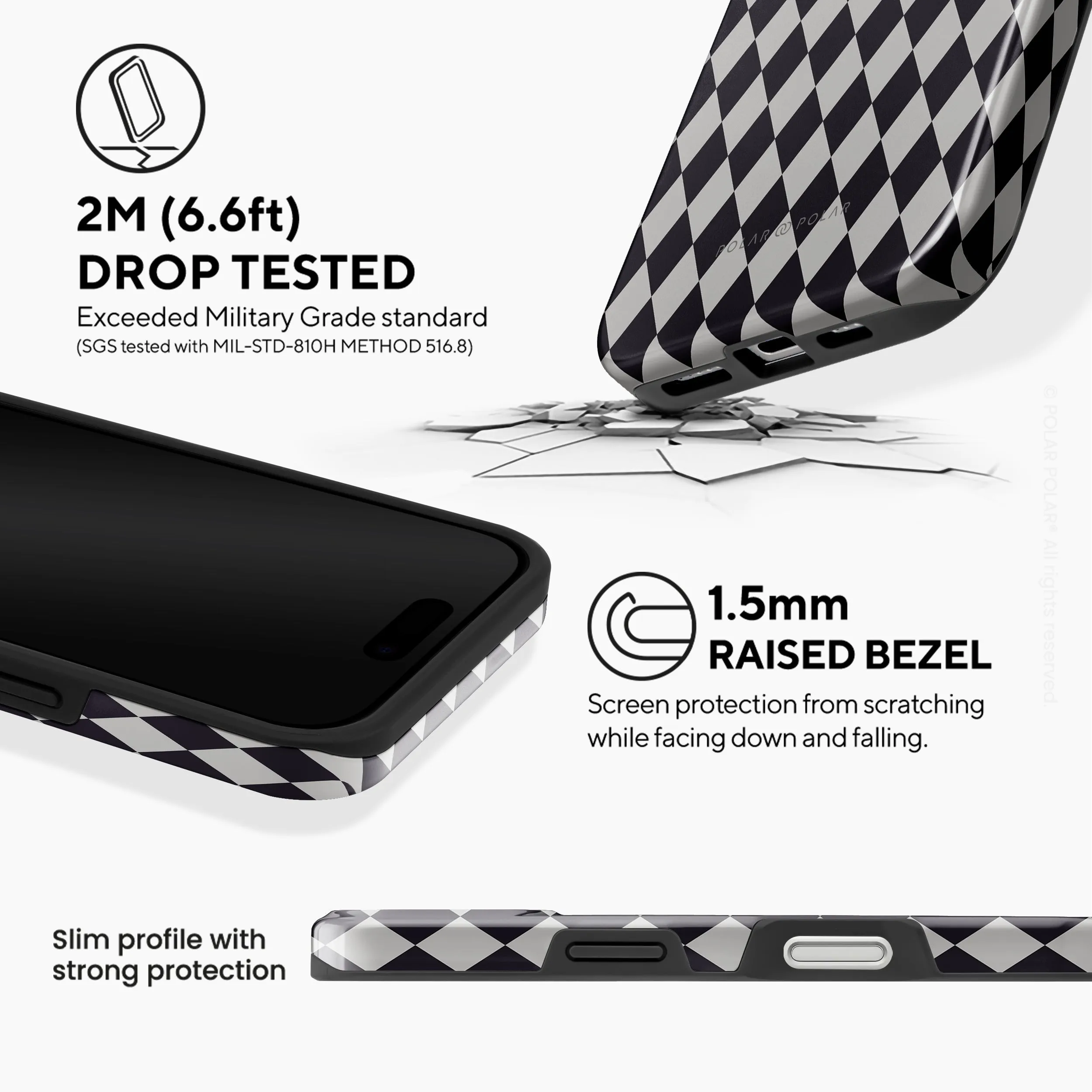 Diamond Black Checker - iPhone 16 Case