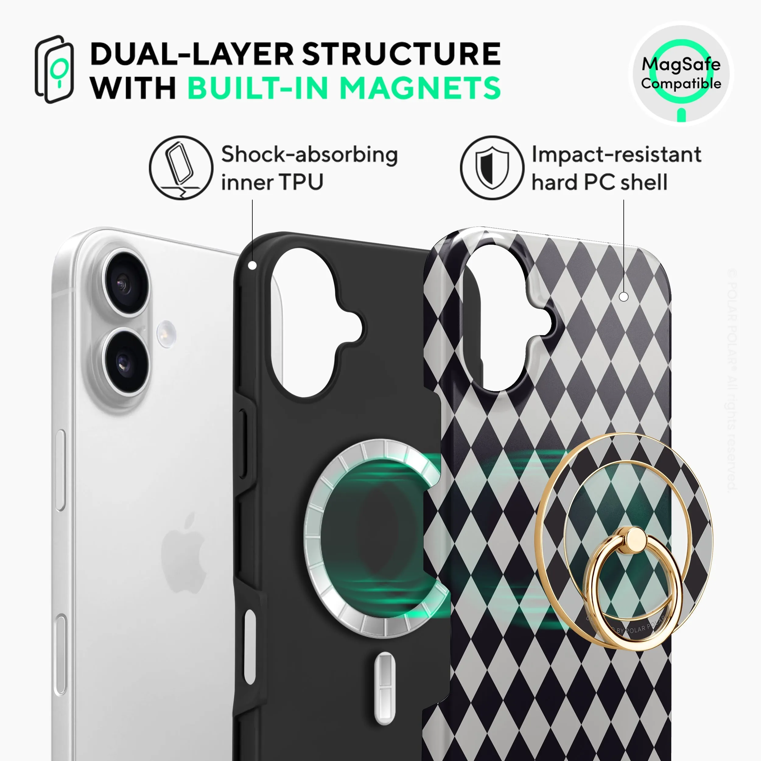 Diamond Black Checker - iPhone 16 Case