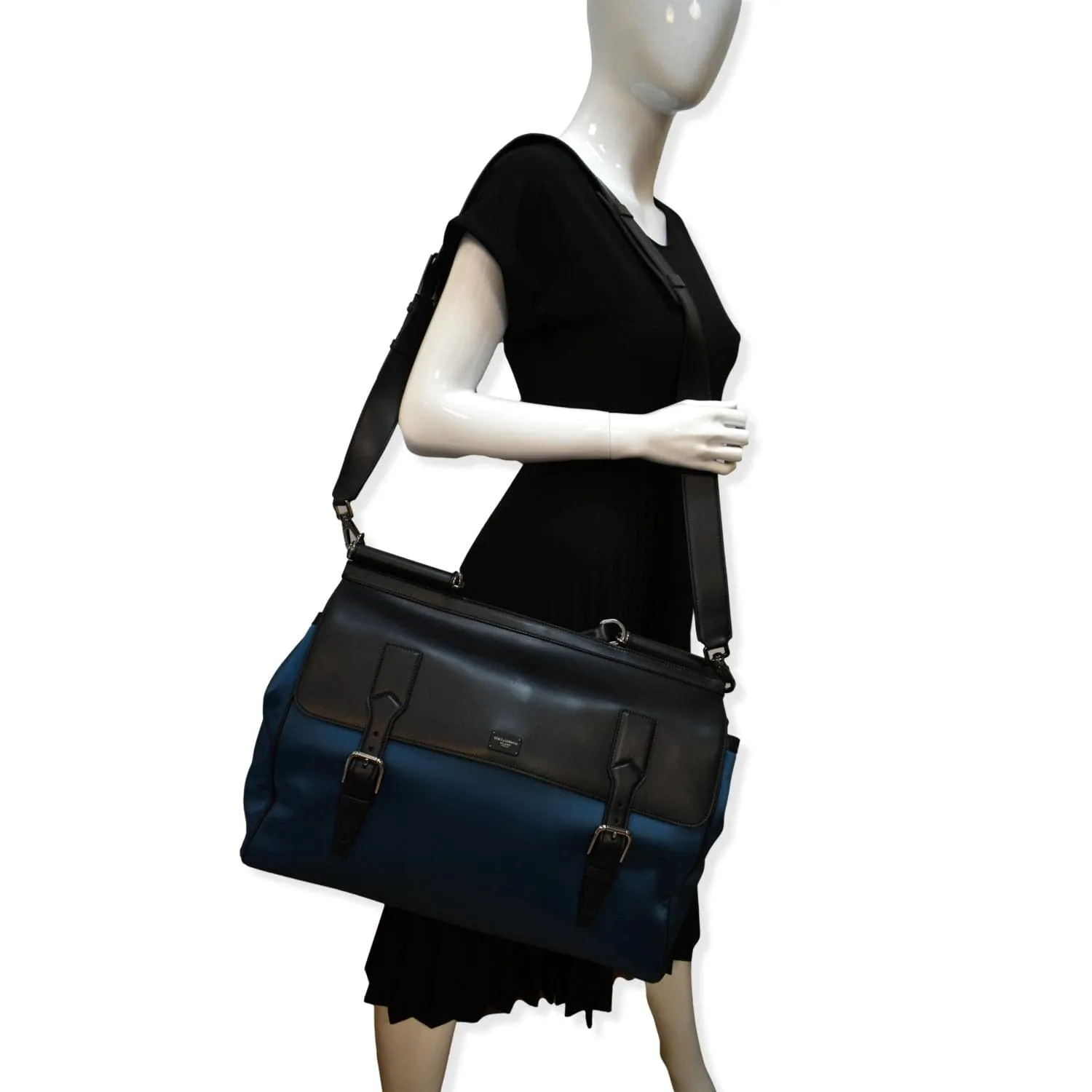 DOLCE & GABBANA Sicily Leather Travel Bag Black