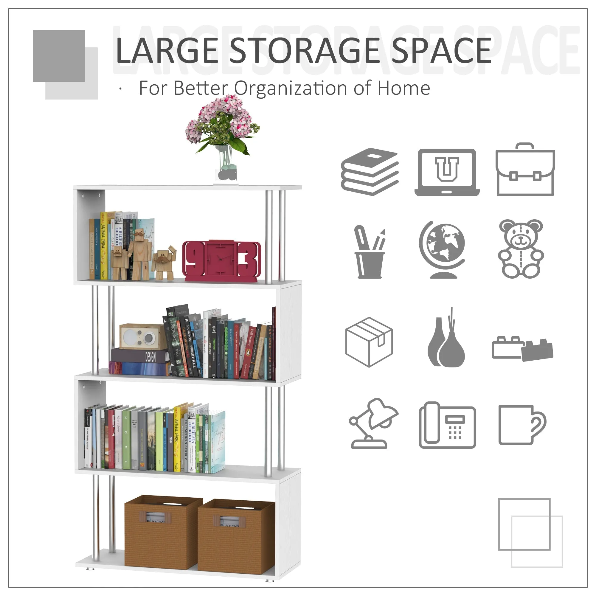 Double 'S' Shelving Unit - White