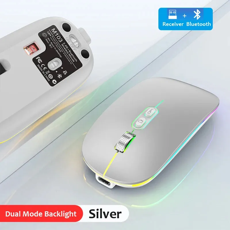 Dual Mode Bluetooth & 2.4G Wireless Rechargeable Mouse