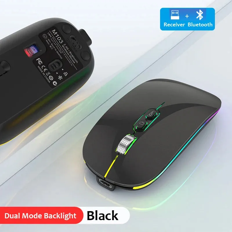 Dual Mode Bluetooth & 2.4G Wireless Rechargeable Mouse