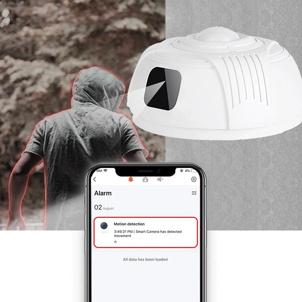 Dummy Smoke Detector Wi-Fi Camera TUYA App Live Stream Recorder Motion Alert