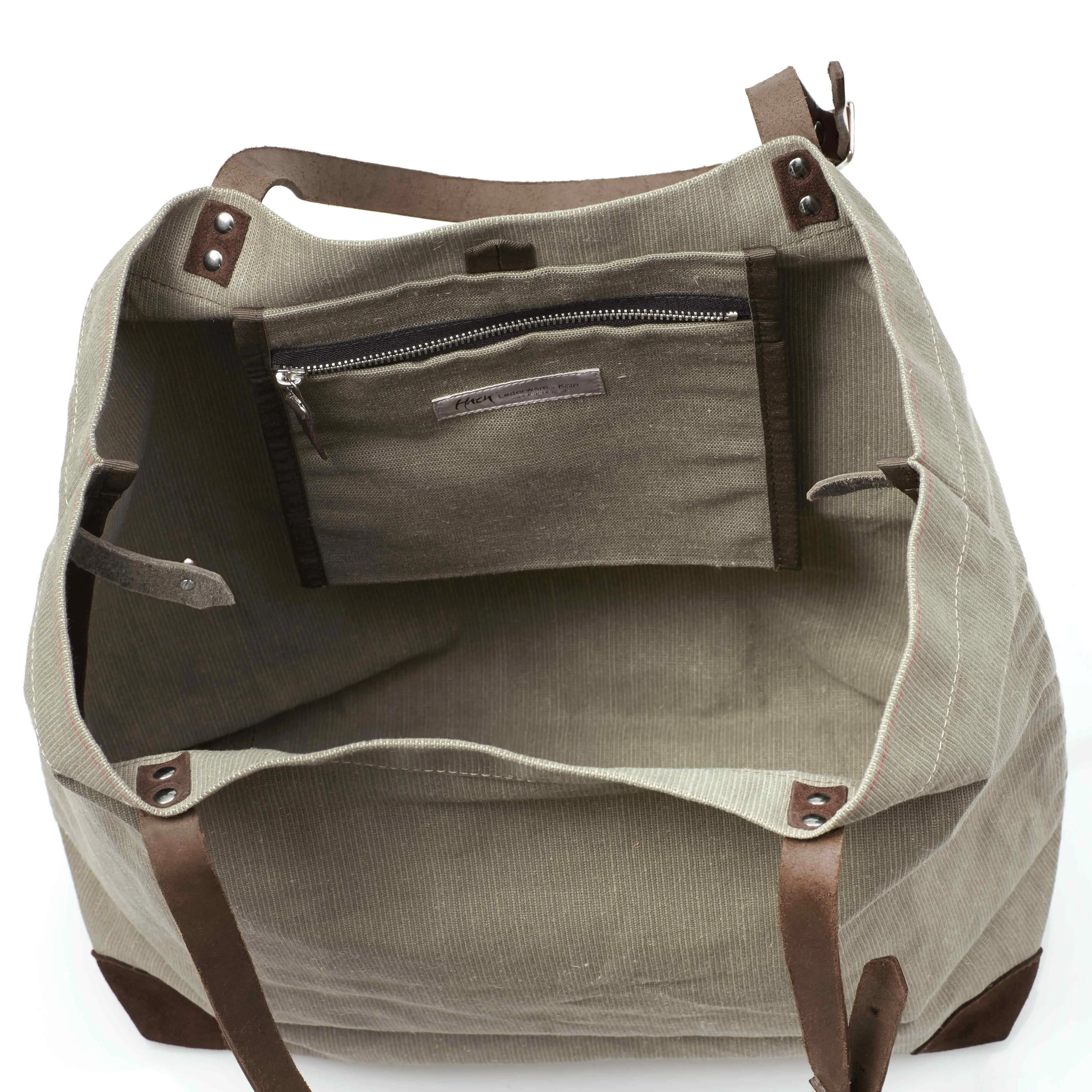 Einkaufstasche Segeltuch – Beige-Olive