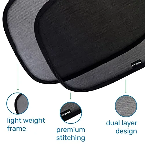 Enovoe Car Window Shade - (2 Pack) - 21"x14" Premium Cling Sunshade for Car Windows - Sun, Glare and UV Rays Protection for Your Child - Baby Side Window Car Sun Shades