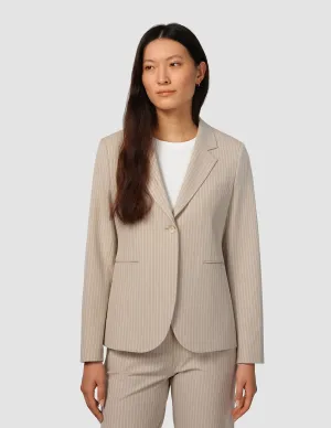 Essential Fitted Blazer Island Sand Pinstriped