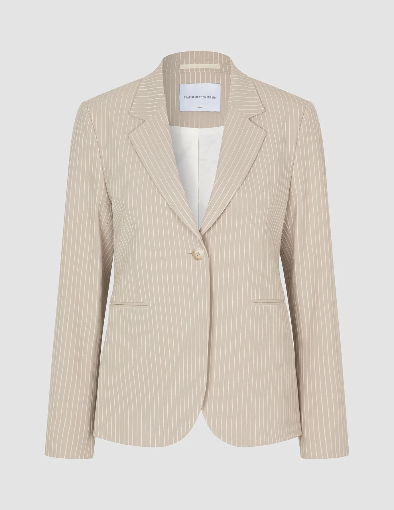 Essential Fitted Blazer Island Sand Pinstriped