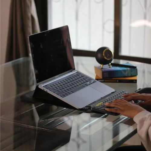 Fitizen Riser (Sleeve) Black Vegan Leather Laptop Stand,Ergonomic Laptop Stands Compatible with laptops of 10"-15"