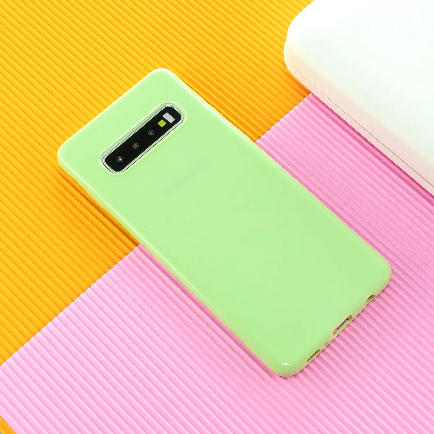 For Samsung S10/S10E/S10 Plus Cellphone Case Precise Cutouts Simple Profile Soft TPU Mobile Phone Shell Fluorescent green