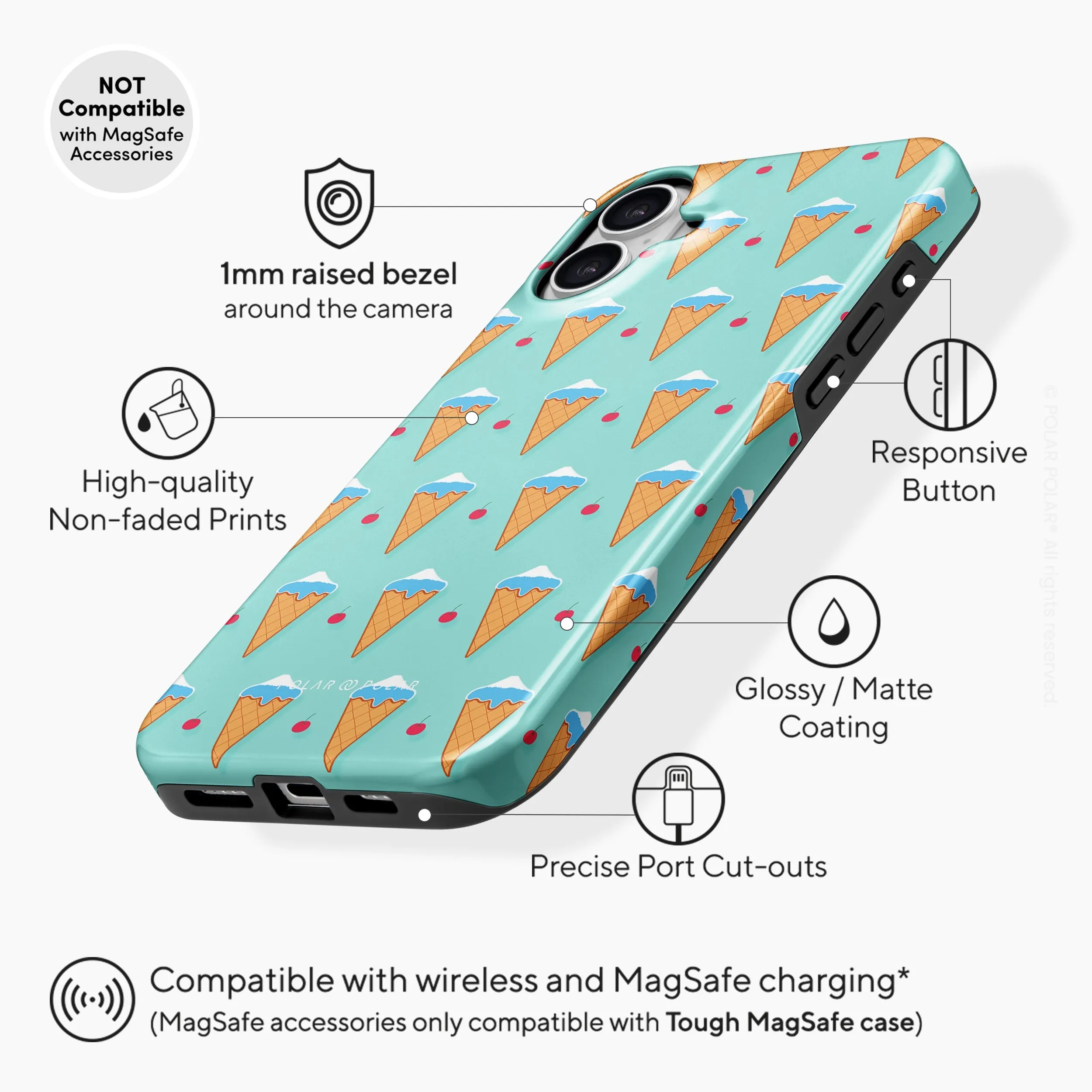 Fujisan Lake Blue Ice Cream - iPhone 16 Case