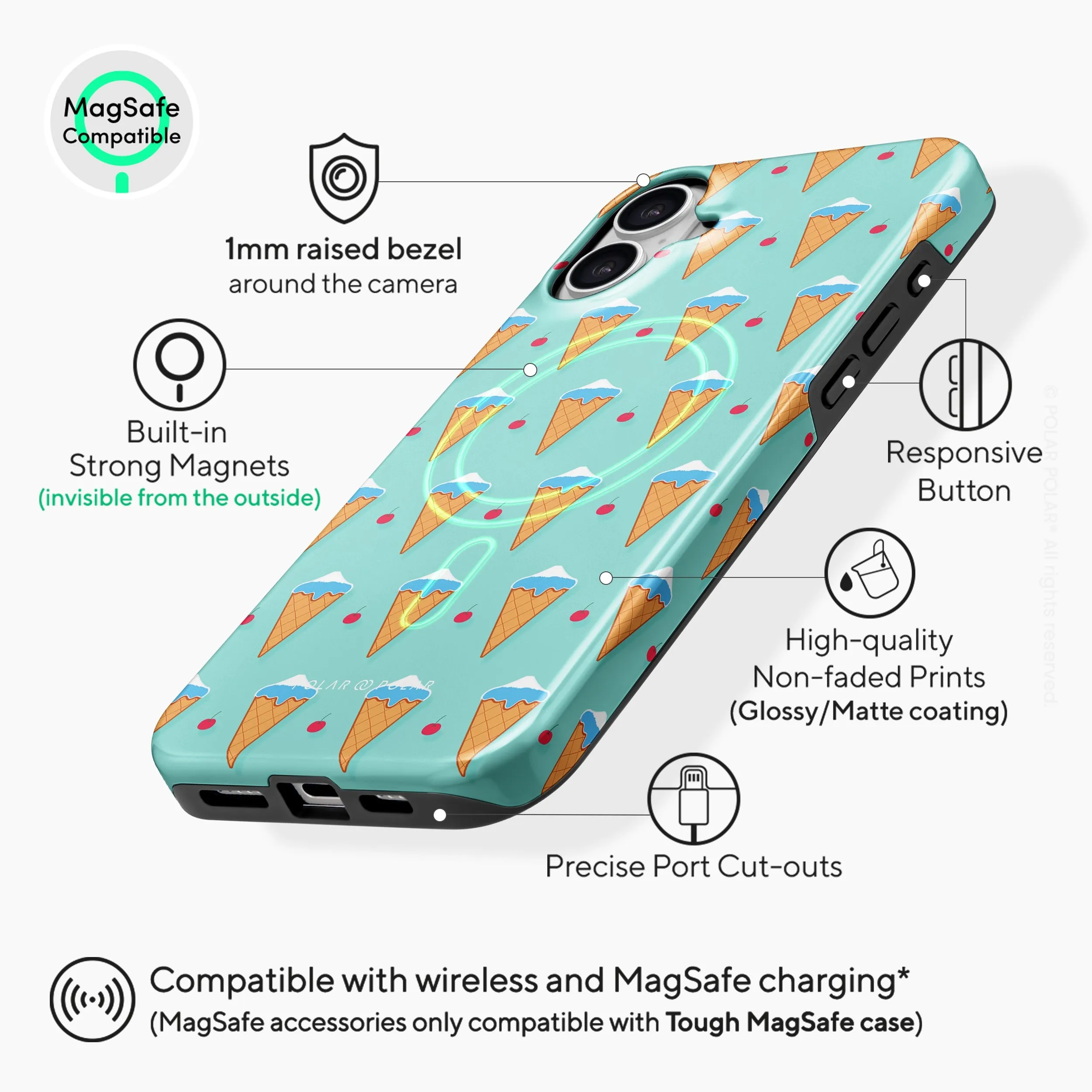 Fujisan Lake Blue Ice Cream - iPhone 16 Case