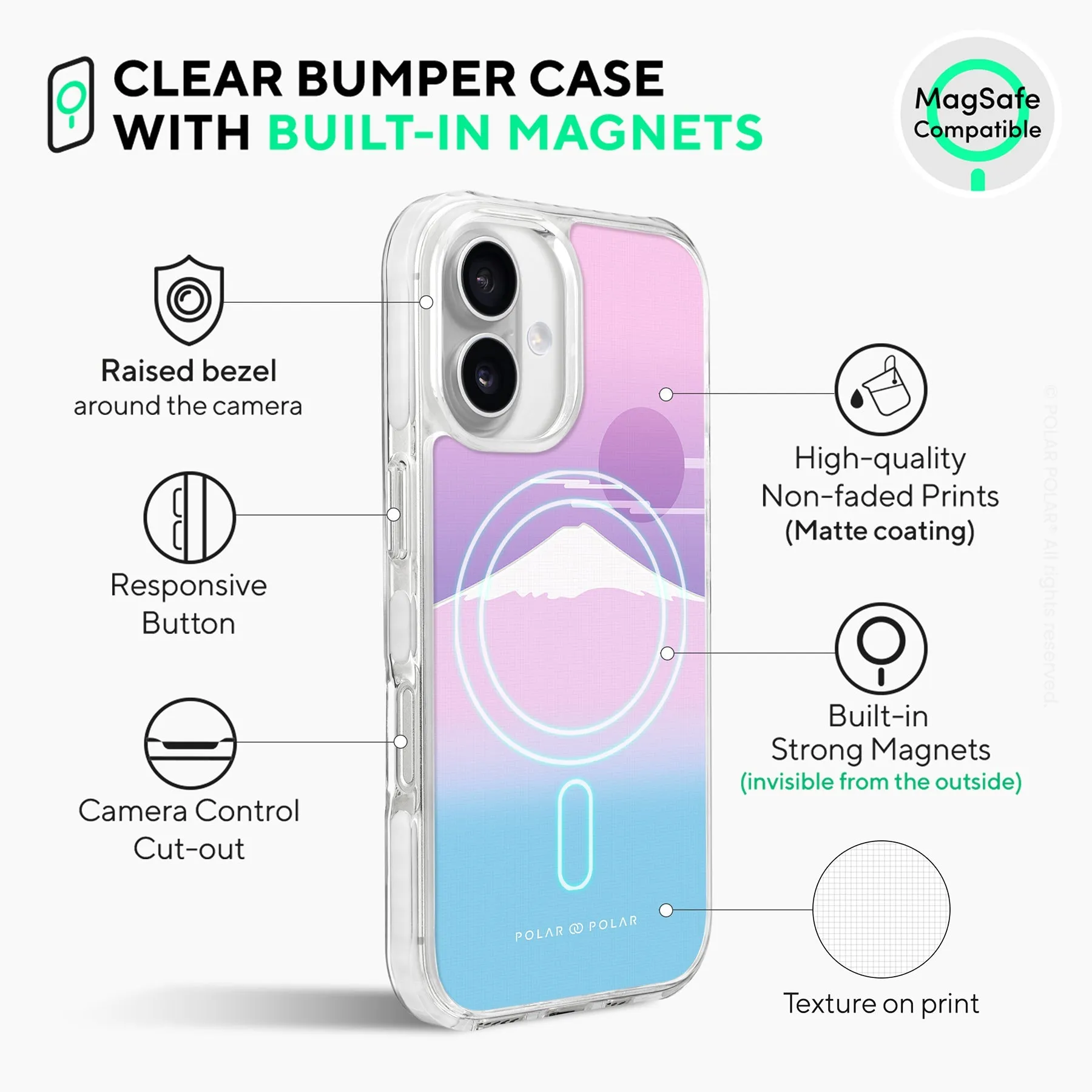 Fujisan Romance - iPhone 16 Plus Clear Bumper MagSafe Case
