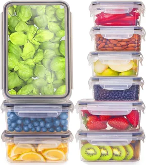Fullstar (9 Pack) Food Storage Containers with Lids - Plastic Food Containers with Lids - Plastic Containers with Lids BPA-Free - Leftover Food Containers - Airtight Leak Proof Food Container