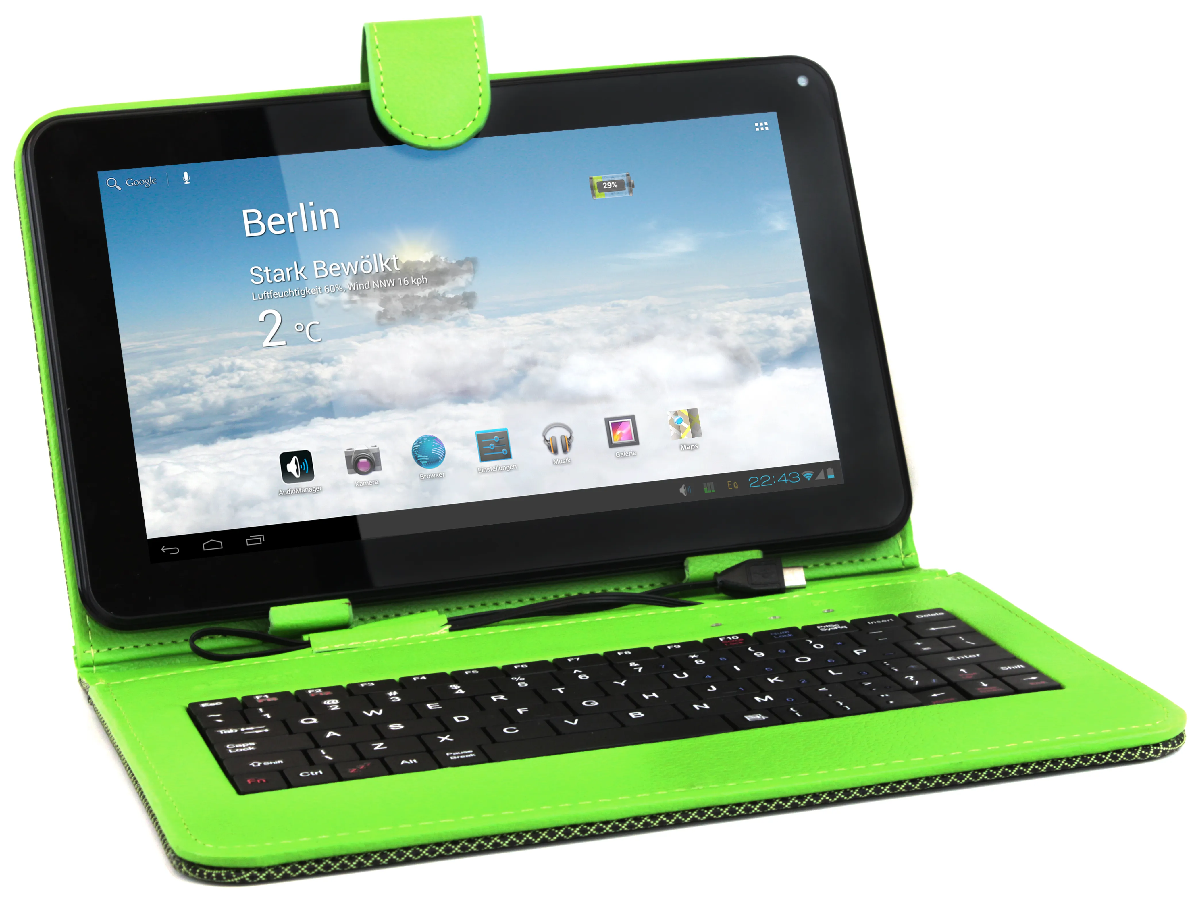 Funda Teclado Para Tablet Boxchip 9 Negro Liso