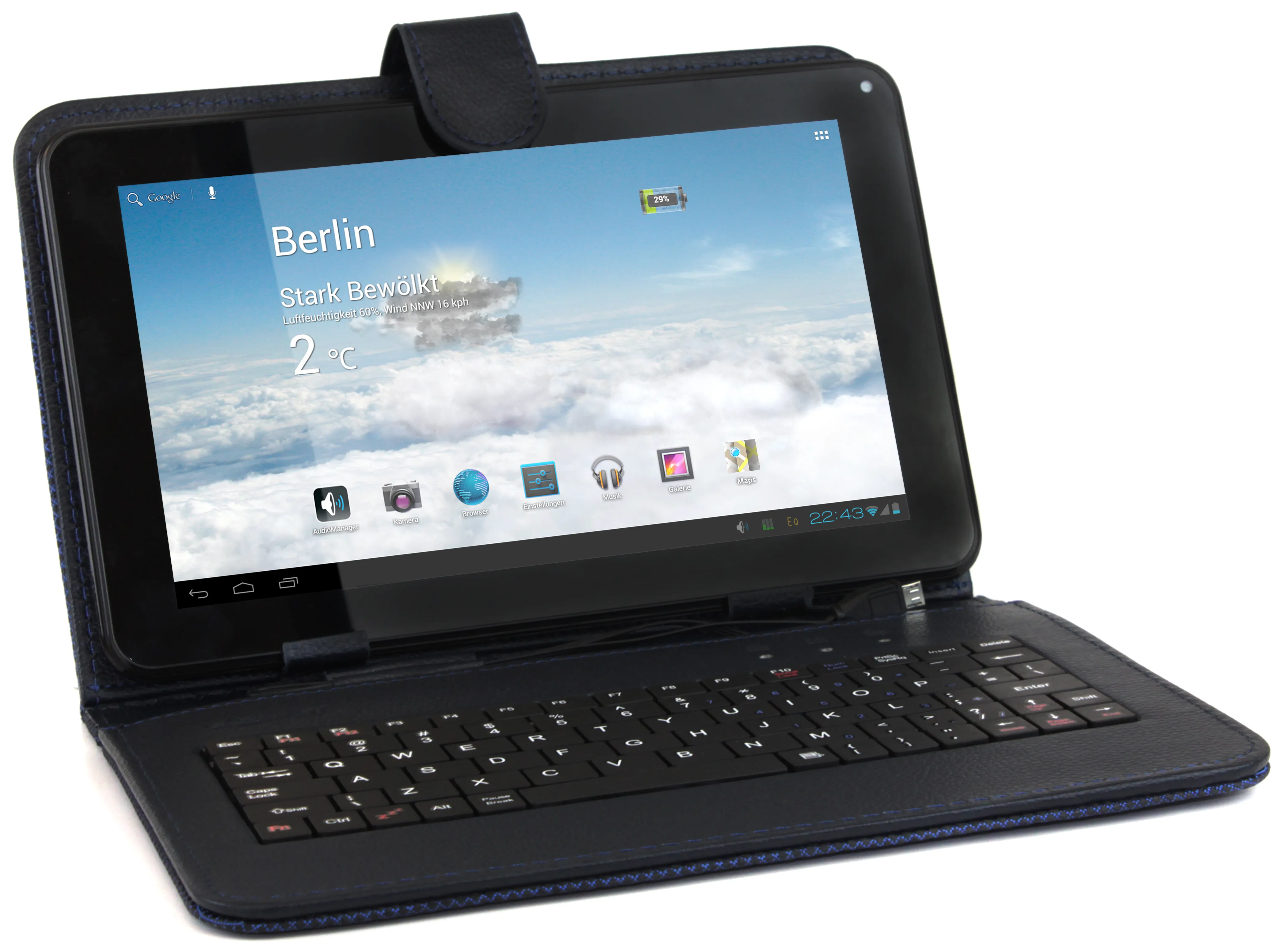 Funda Teclado Para Tablet Boxchip 9 Negro Liso